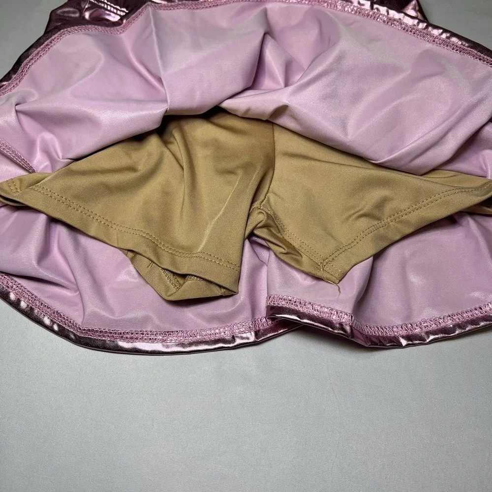 Azarhia Pink Metallic Skirt Skort‎ Little Girl 8/9 Shimmery Reflective Cute